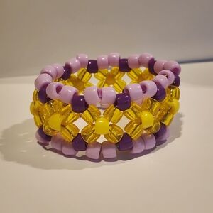 Purple And Yellow Beaded Bracelet